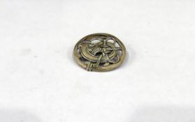 David Andersen Norwegian silver brooch, circular with serpent,