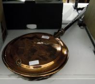 Copper and turned wood warming pan