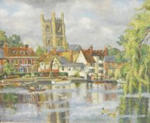 C H Bagnoli Oil on canvas River at Henley on Thames, signed bottom left,