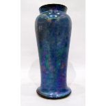 Ruskin vase of baluster form, with blue lustre glaze, impressed marks to base and dated 1921,