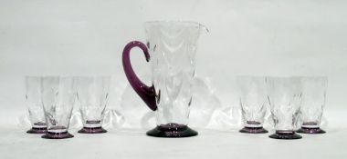 Whitefriars glass lemonade set comprising a jug and six tumblers,