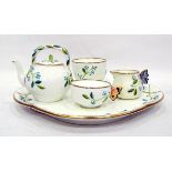 Victorian part cabaret set comprising tray, teapot, sugar bowl, cup and milk jug,