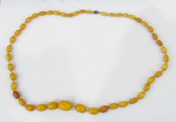 Butterscotch amber beaded necklace, graduated,