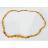 Butterscotch amber beaded necklace, graduated,