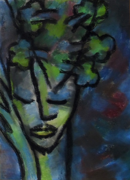 After Henri Matisse Pastel study Abstract portrait, signed top left,