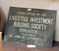 Tinplate wall plaque 'Local Office of the Liverpool Investment Society',