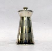 Late 20th century silver pepper grinder of milk churn style shape,