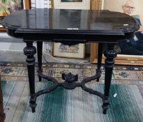 19th century continental ebonised wood side table,