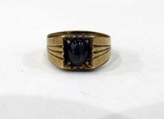 14ct gold ring with oval chatoyancy cabochon,