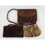 Vintage python handbag made by Reisoglu Girne-Kibris, with later chain handle, a fixed-frame