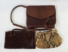 Vintage python handbag made by Reisoglu Girne-Kibris, with later chain handle, a fixed-frame