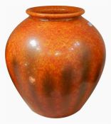 Lancastrian vase, ovoid and tapering, orange glaze, 23cm high