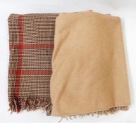 Large cashmere travel rug and a woollen check travel rug (2)