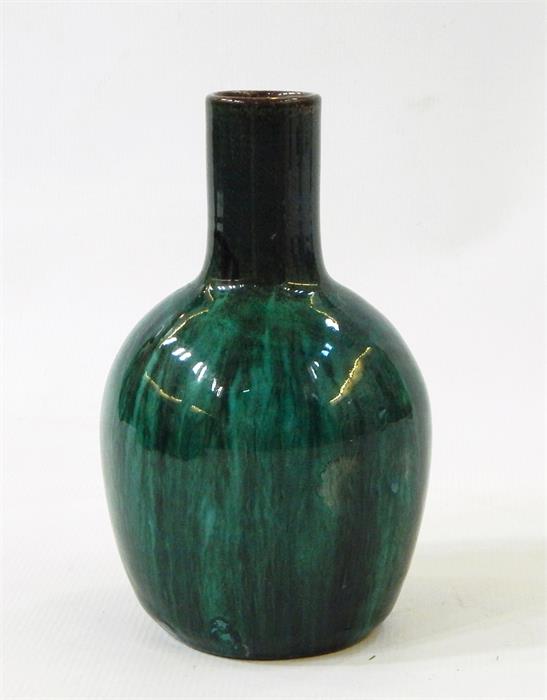 Linthorpe style green glass vase, 20cm high
