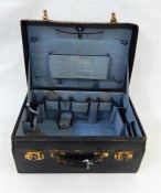 Vintage black leather dressing case, without fittings