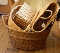 Large quantity of baskets and two wooden boxes