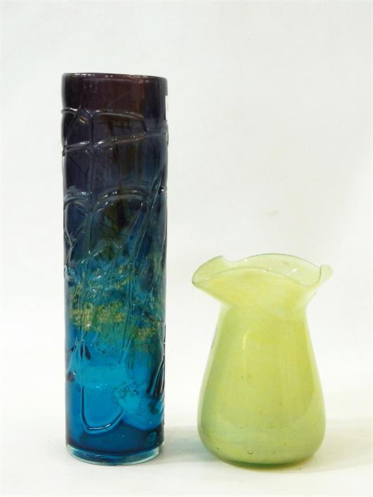 Mdina cylindrical glass vase and another 20th cent