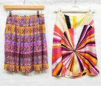 Two silk short skirts, one by Pucci  and the other by Emilio Ongaro