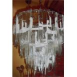 1960's/70's chrome and glass Italian chandelier by Sagim, the chrome circular frame by VeArte,