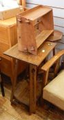 Arts & Crafts oak table, octagonal, on three heart