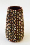 Poole pottery 'Atlantis' vase by Guy Sydenham, incised with vertical geometric columns, glazed