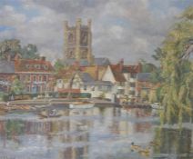 C H Bagnoli Oil on canvas River at Henley on Thames, signed bottom left, 49cm x 59cm