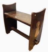 Copper mounted oak church style bench, having chip