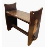 Copper mounted oak church style bench, having chip