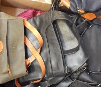 Large quantity of vintage leather bags including Bric's, Radleigh black messenger bag, etc (1 box)