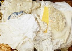 Large quantity of cotton handkerchiefs, pieces of lace, trimmings, etc (1 box)