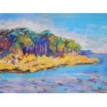 J Casell (20th century)  Pastel drawing Island seascape scene, signed and dated '89 lower right,