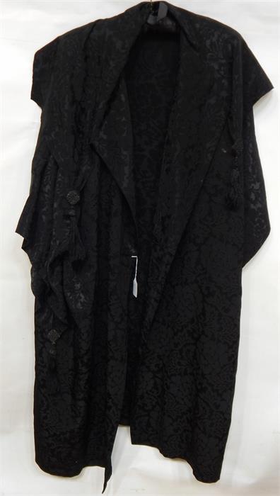 Victorian black figured coat with cape detail and tassels