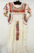 Greek-style/Mexican(?) embroidered peasant-style dress, a rust coloured maxi dress with elbow length