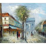 V Bergen Oil on canvas Paris scene, signed lower left, 50cm x 59cm