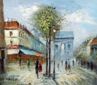 V Bergen Oil on canvas Paris scene, signed lower left, 50cm x 59cm