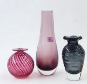 Three items of 20th century glass to include a pur