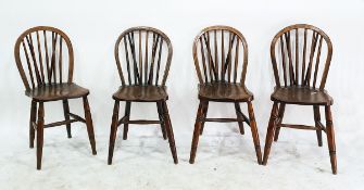 Set of four elm seated spindle back kitchen chairs