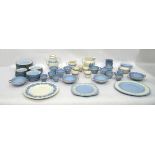 Set of late Victorian Wedgwood embossed Queensware part dinnerware comprising side plates, smaller