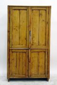 19th century pine kitchen cabinet enclosed by four panelled doors and with panelled sides, 80cm