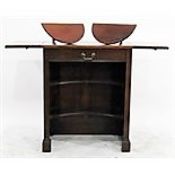 Late 19th century mahogany dressing table with fall-flap, drawer to frieze with brass bale handle