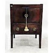 Georgian mahogany tray top commode with brass ring handles