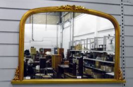 Modern gilt framed overmantel mirror, 101cm wide