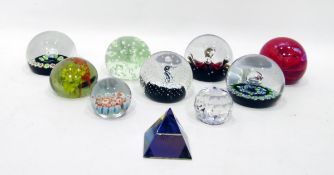 Caithness glass paperweight 'Journey', another 'Moonflower', another 'Millefiori Reflections',