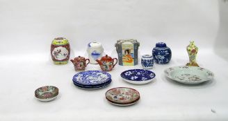 Quantity of Oriental china to include famille rose plate, blue and white ginger jar, Japanese