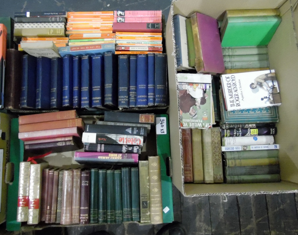 Large quantity of books including Dornford Yates, PG Wodehouse, Charles Dickens, Charlotte Bronte,