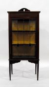 Edwardian china display cabinet enclosed by coloured leaded glass panelled door, 61cm wide