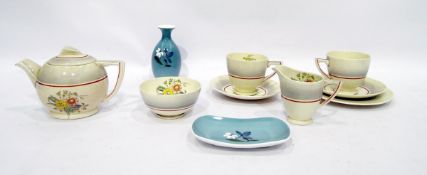 Wedgwood 'Susie Cooper' design grey/blue flower motif (boxed), pin tray and bud vase (boxed) and