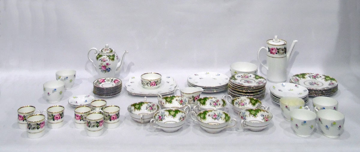 Royal Worcester china 'Royal Garden' part coffee set for eight (one cup missing), to include