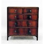 Early 20th century mahogany straight front chest of two short and three long drawers, circular brass