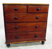 Victorian mahogany straight front chest of two short, three graduated long drawers each with